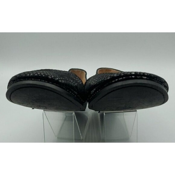 French Sole NY Black Leather Snake Print Zeppa Slip-on Short Wedges Size 10 - Picture 9 of 13